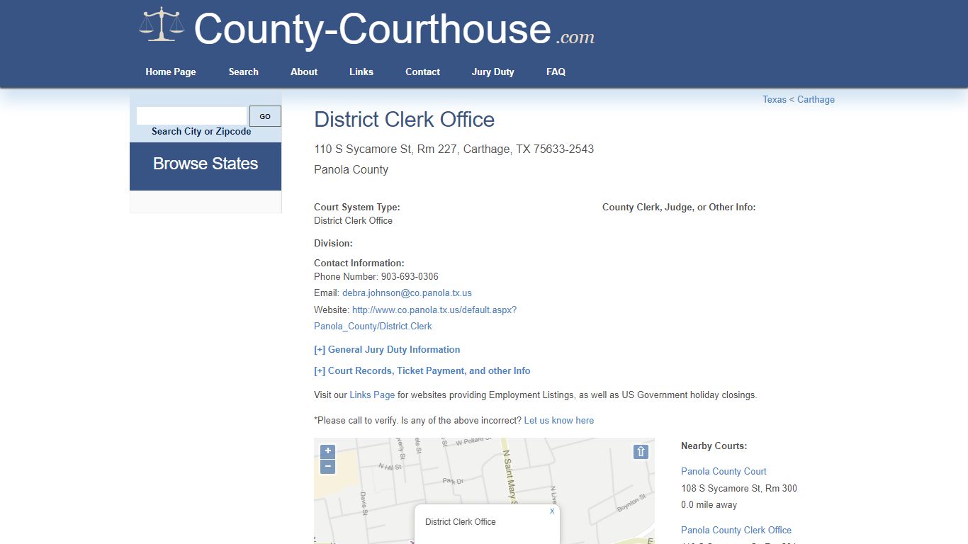 District Clerk Office in Carthage, TX - Court Information